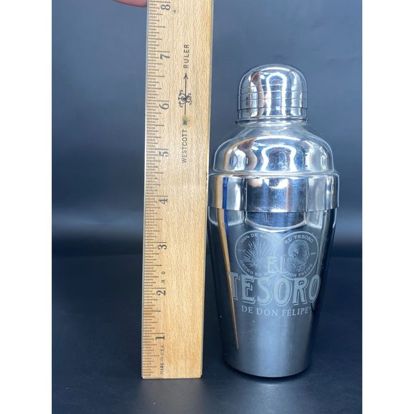 El Tesoro Tequila Cocktail Martini Shaker Set of 2 Stainless Steel 7" Advertisin - Picture 10 of 11